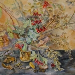 'Autumn bouquet' original watercolour by Worcestershire Artist Raya Brown 55x72cm. Sold