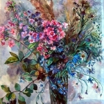 'Floral Harmony'  watercolour by Worcestershire Artist Raya Brown55x70cm sold