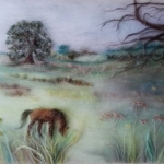 'Late Autumn Scene In Worcestershire' original wool painting by Raya Brown 30x35cm £150.