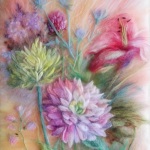 'Autumn Flowers' original wool painting by Raya Brown 30x35cm £200.