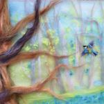 eight-Part-of-a-wool-painting-with-a-blue-tit-and-bluebells