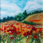 'Summer Landscapes' original wool painting by Raya Brown 35x35cm £200.