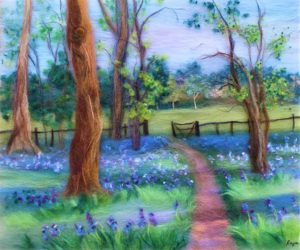 Landscape-with-bluebells-wool-fibre-painting-by-Worcestershire-artist-Raya-Brown-1-1