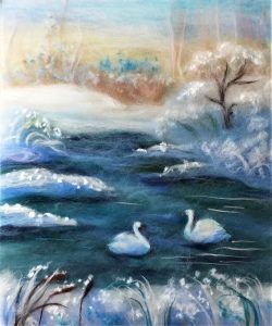 Winter-landscape-wool-fibre-painting-art-class-in-Kidderminster-Worcestershire