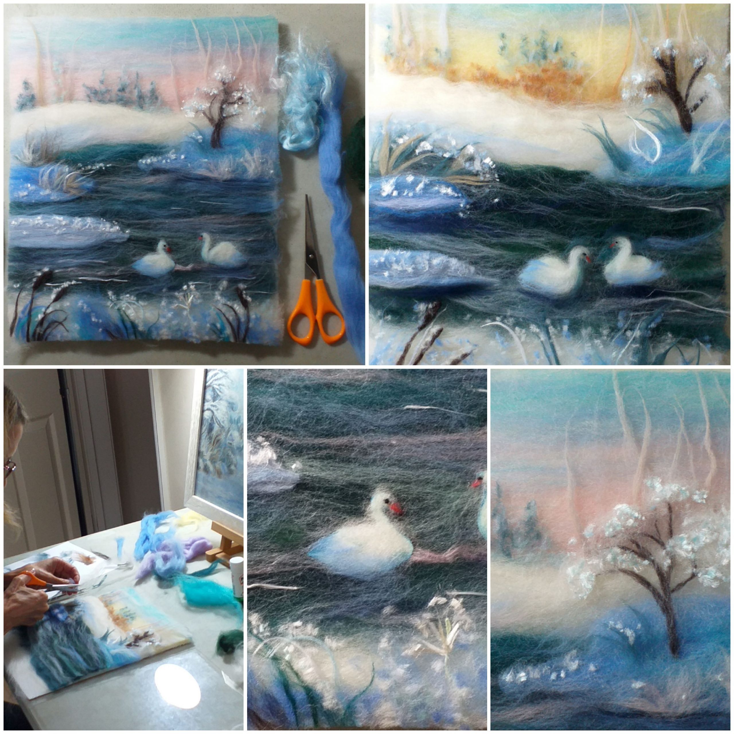 Read more about the article Winter Dream wool painting textiles workshop in Kidderminster Worcestershire.