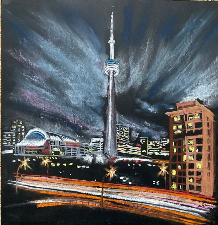 Read more about the article Cityscape at night. Beautiful Pastel Art work!