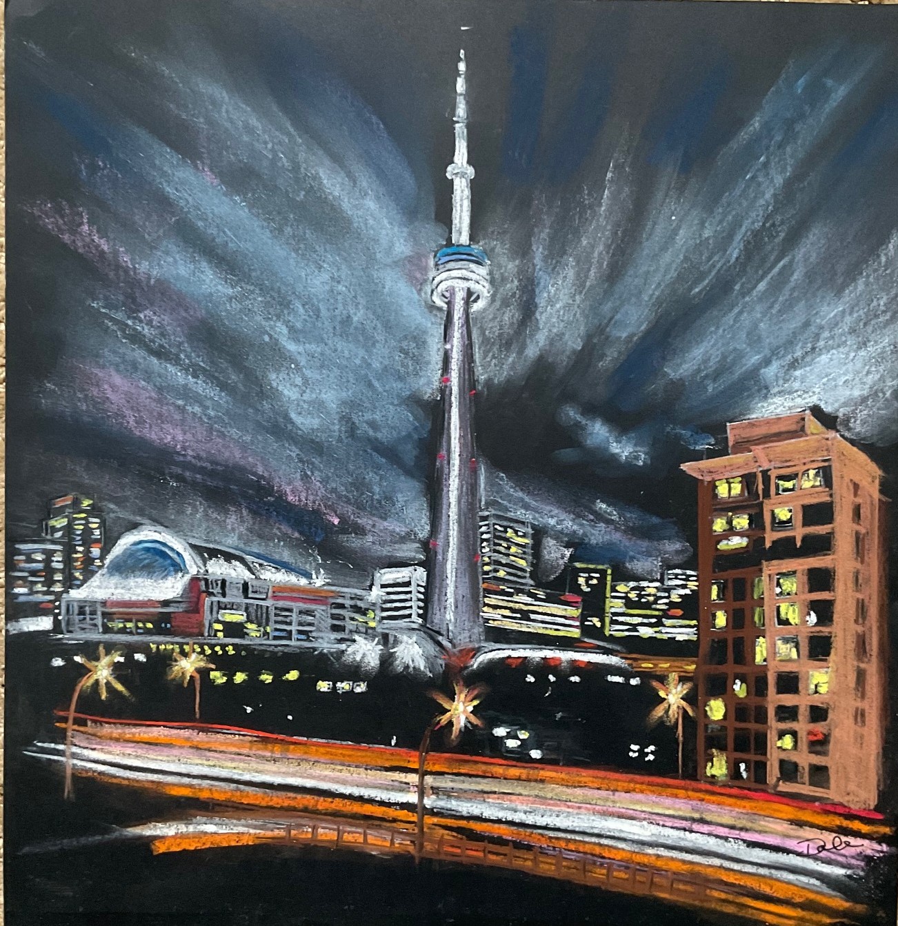 Read more about the article Cityscape at night. Beautiful Pastel Art work!