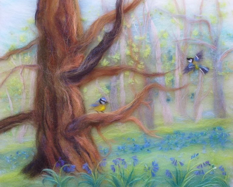 Read more about the article Bluebell Woods Wool Painting Art and Textiles workshop for beginners  is coming to Bedfordshire in July 2025