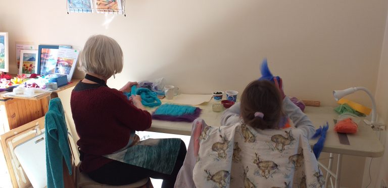 Read more about the article Wet Felting workshop for grandparents and grandchildren at Magic Wool Studio in Kidderminster.